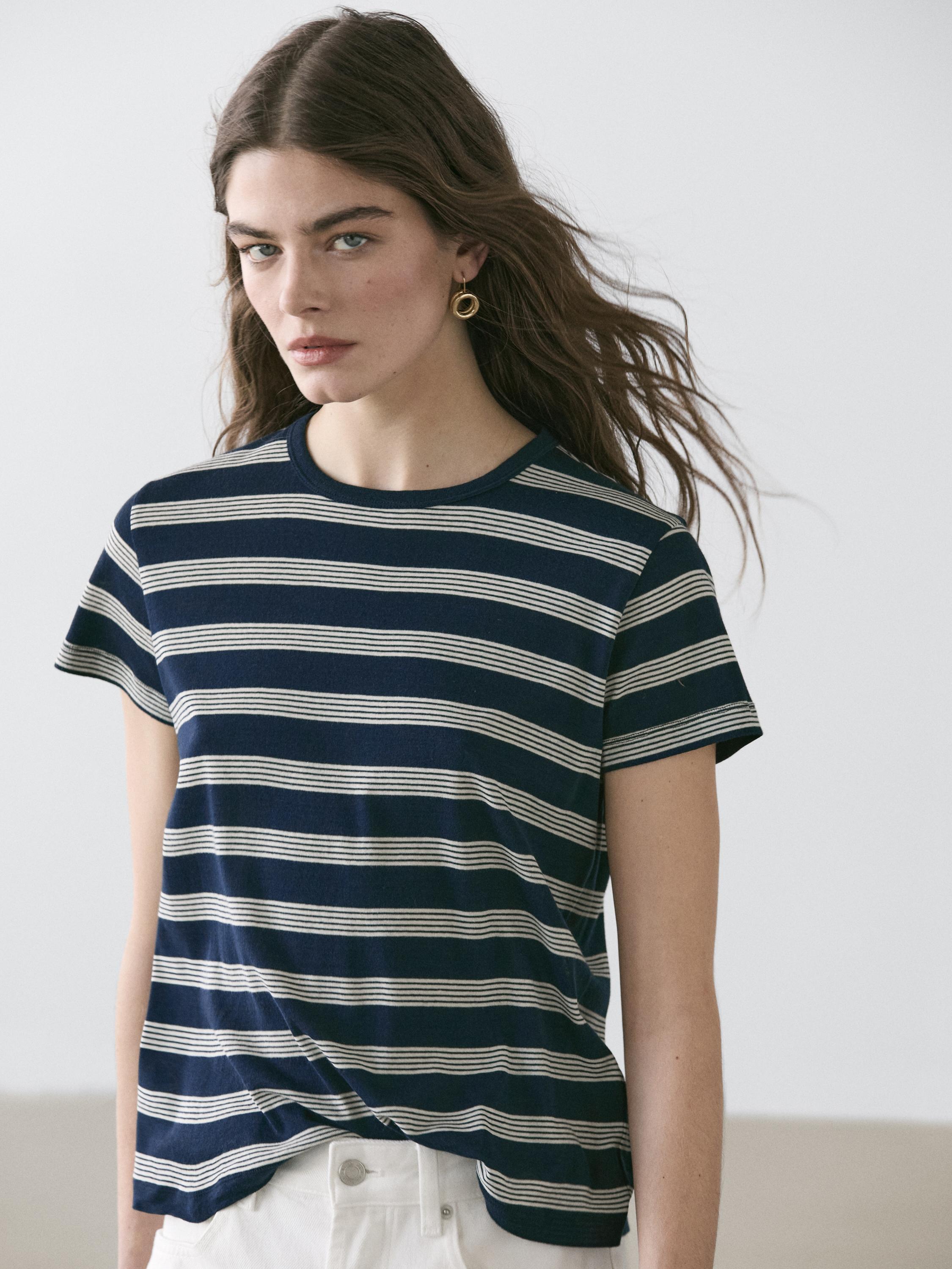 100% cotton striped short sleeve T-shirt